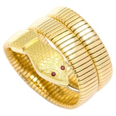 Vintage Serpenti Tubogas Snake Yellow Gold 18k Bracelet