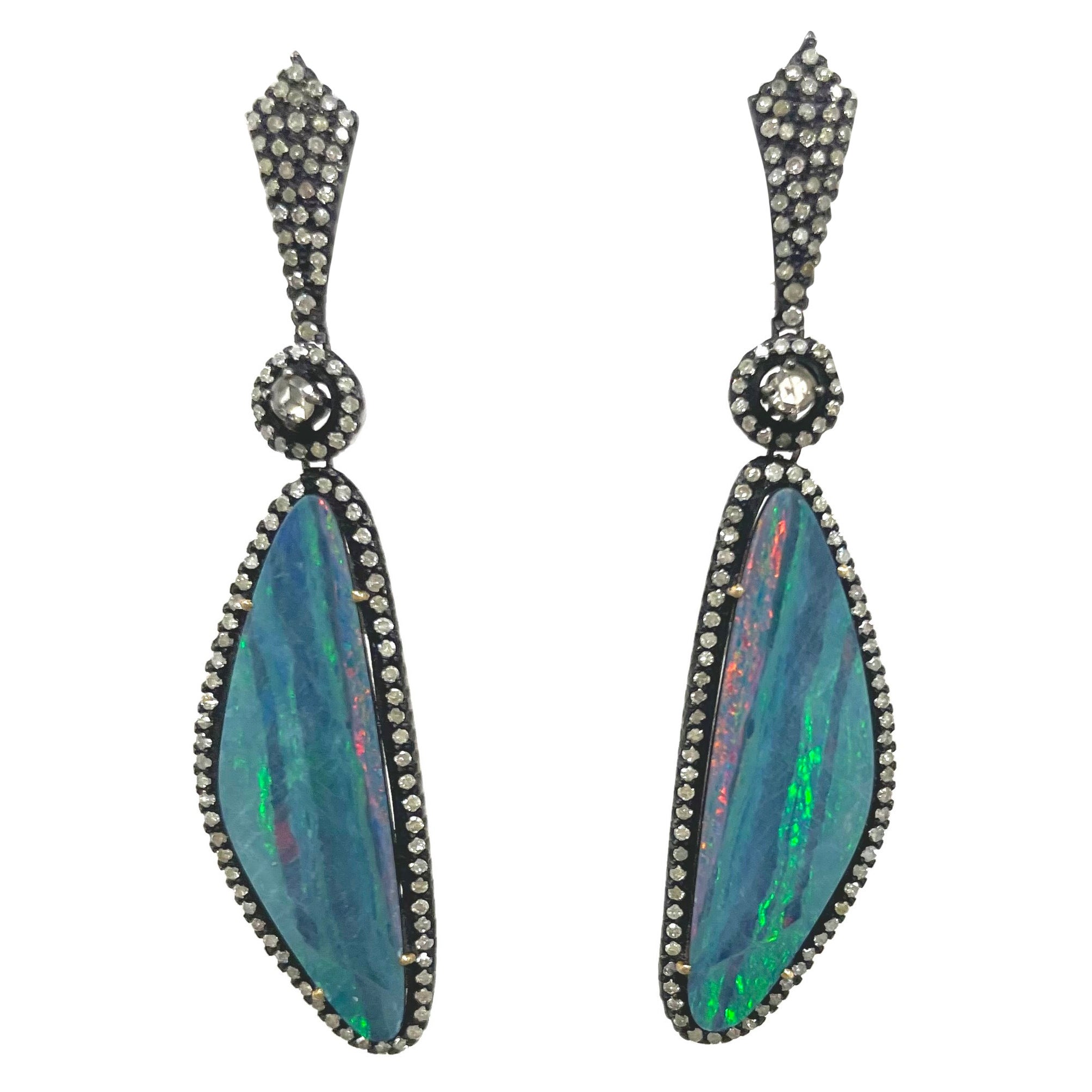 Australian Opal and Diamonds Paradizia Earrings For Sale