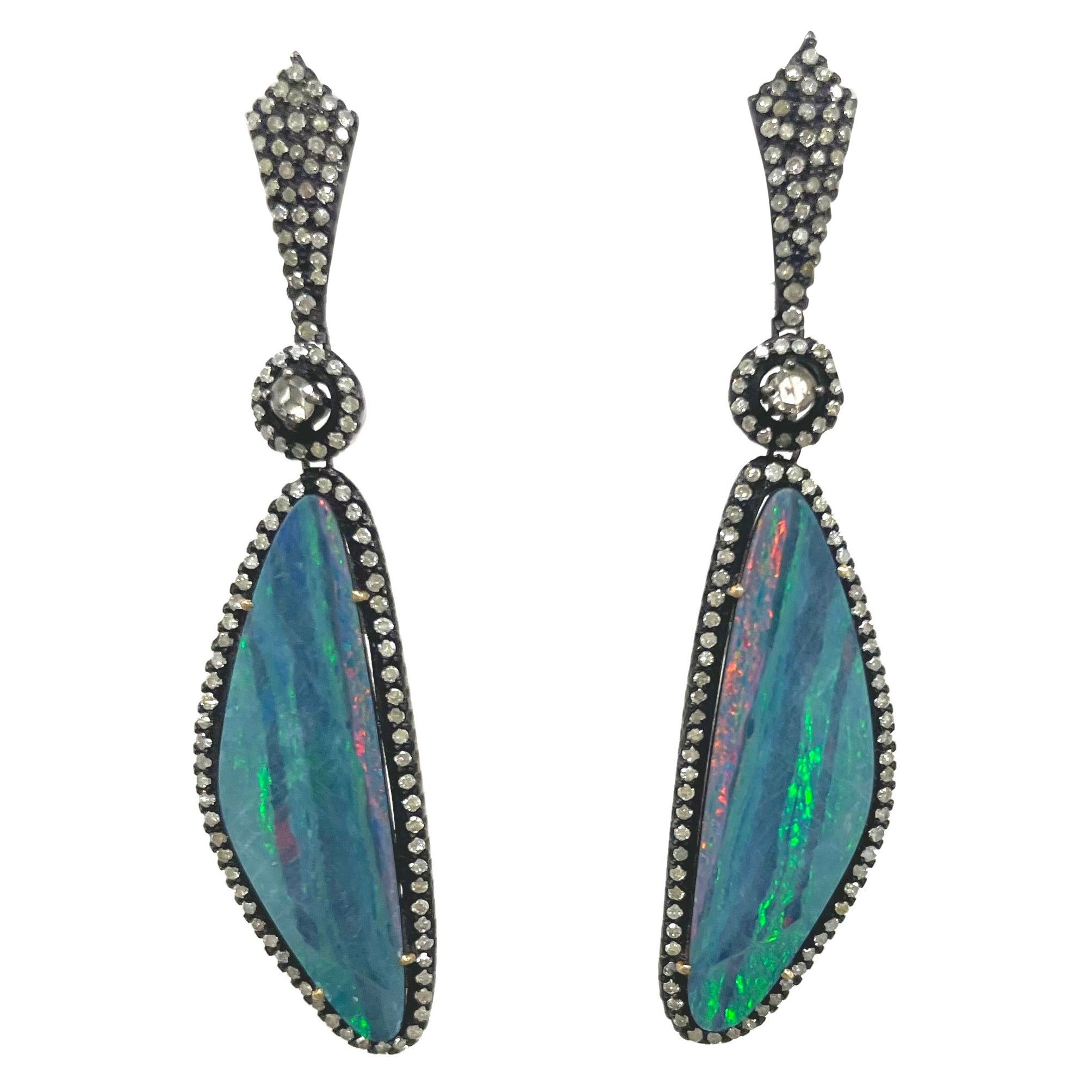 Opal and Diamond Earrings at 1stDibs