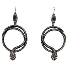 Snakes with Ruby Eyes and Diamonds Paradizia Earrings