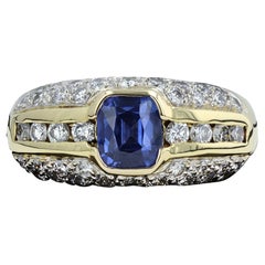 Vintage Italian Crafted Sapphire and Diamond Ring