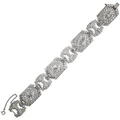 Art Deco Exceptional 23 Carats Diamonds Platinum Bracelet 6
