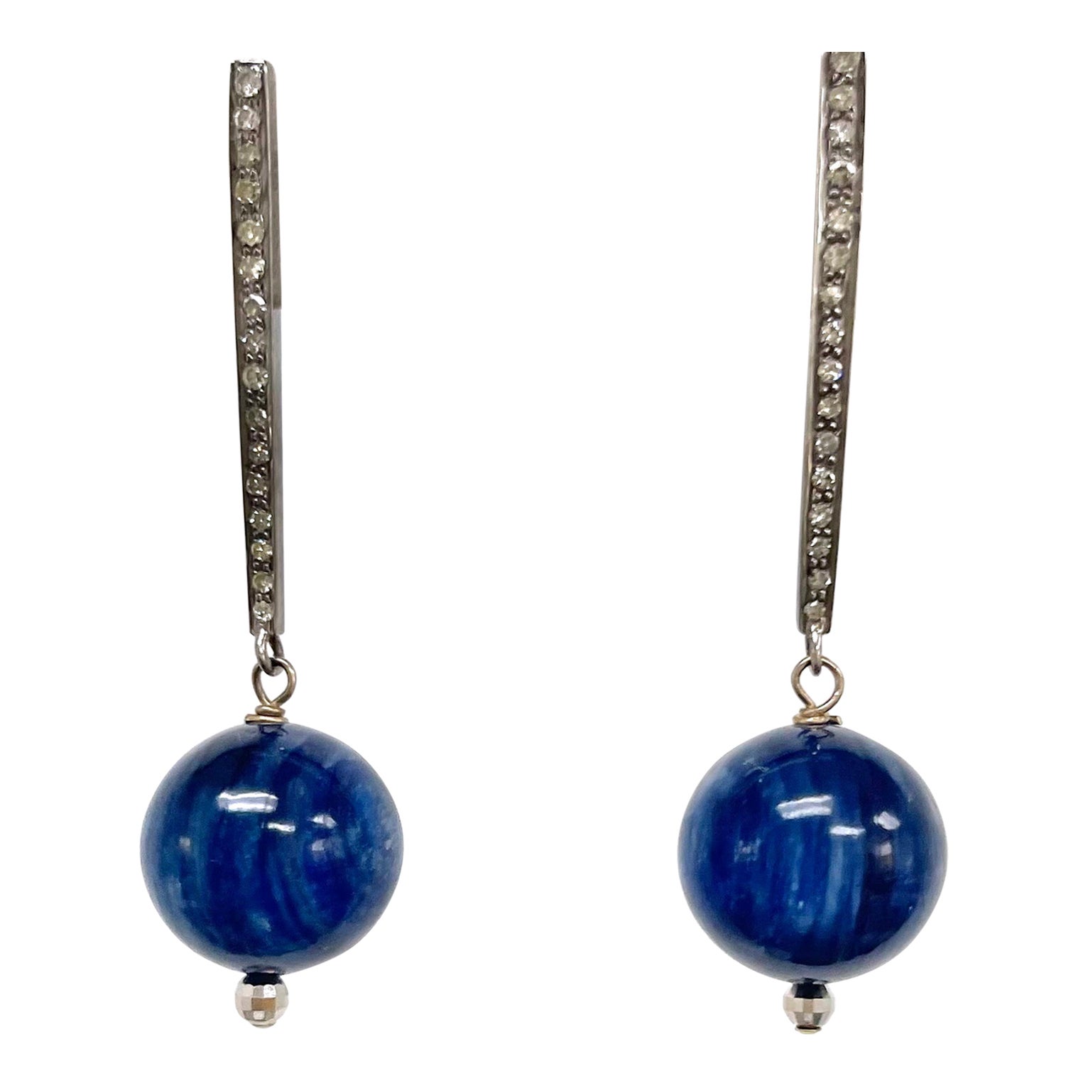 Women's Blue Kyanite and Diamond Earrings For Sale