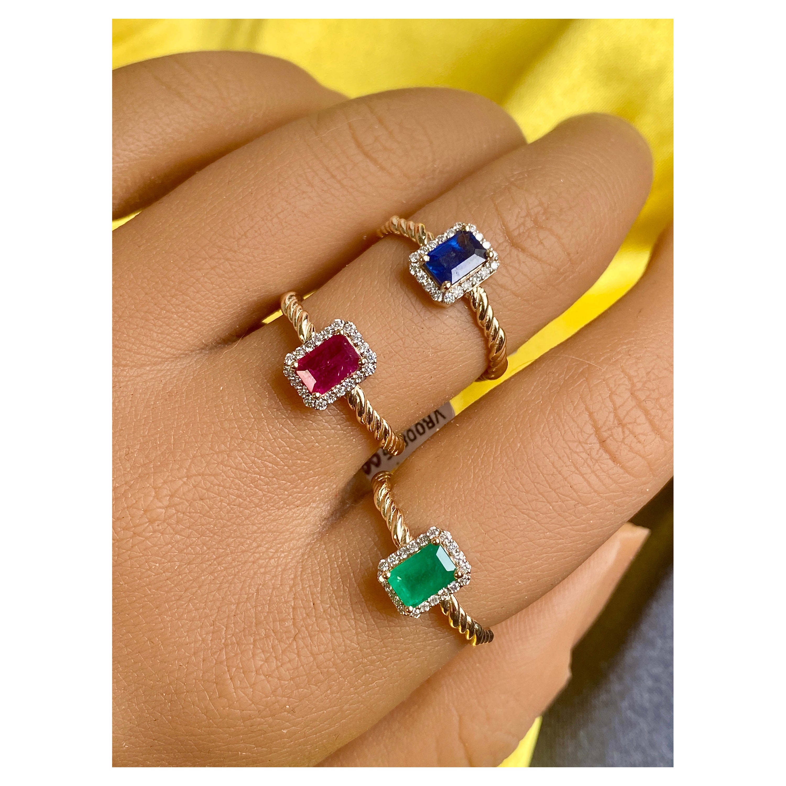 Gemstone Solitaire Rings, Ruby Ring, Emerald Ring, Sapphire Ring, 14k Gold Ring For Sale