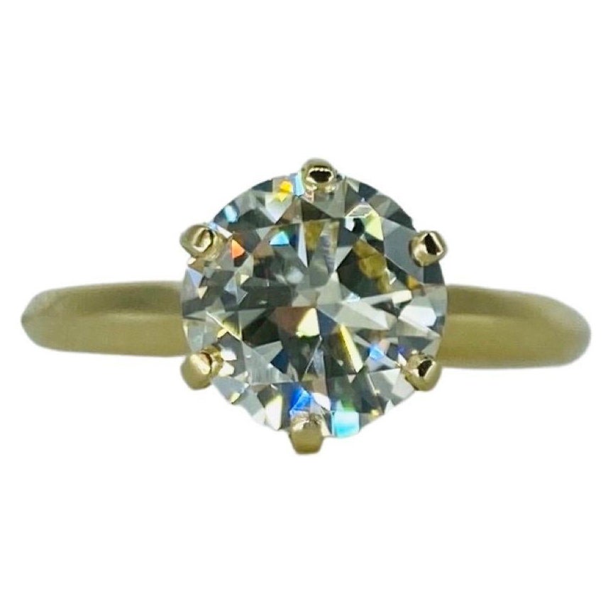 GIA Certified 1.68 Carat M/VS2 Round Diamond Solitaire Ring 14 Karat For Sale