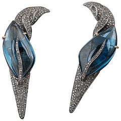 Diamant-Silber-Ohrringe im viktorianischen Stil, Hochzeits-/Party-Ohrringe