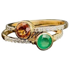 Gemstone Bezel Solitaire Rings, Birthstone Stack Rings, 14k Yellow Gold Rings