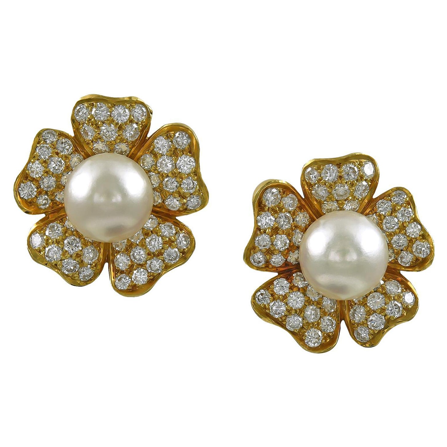 Van Cleef & Arpels Pearl Diamond Earrings
