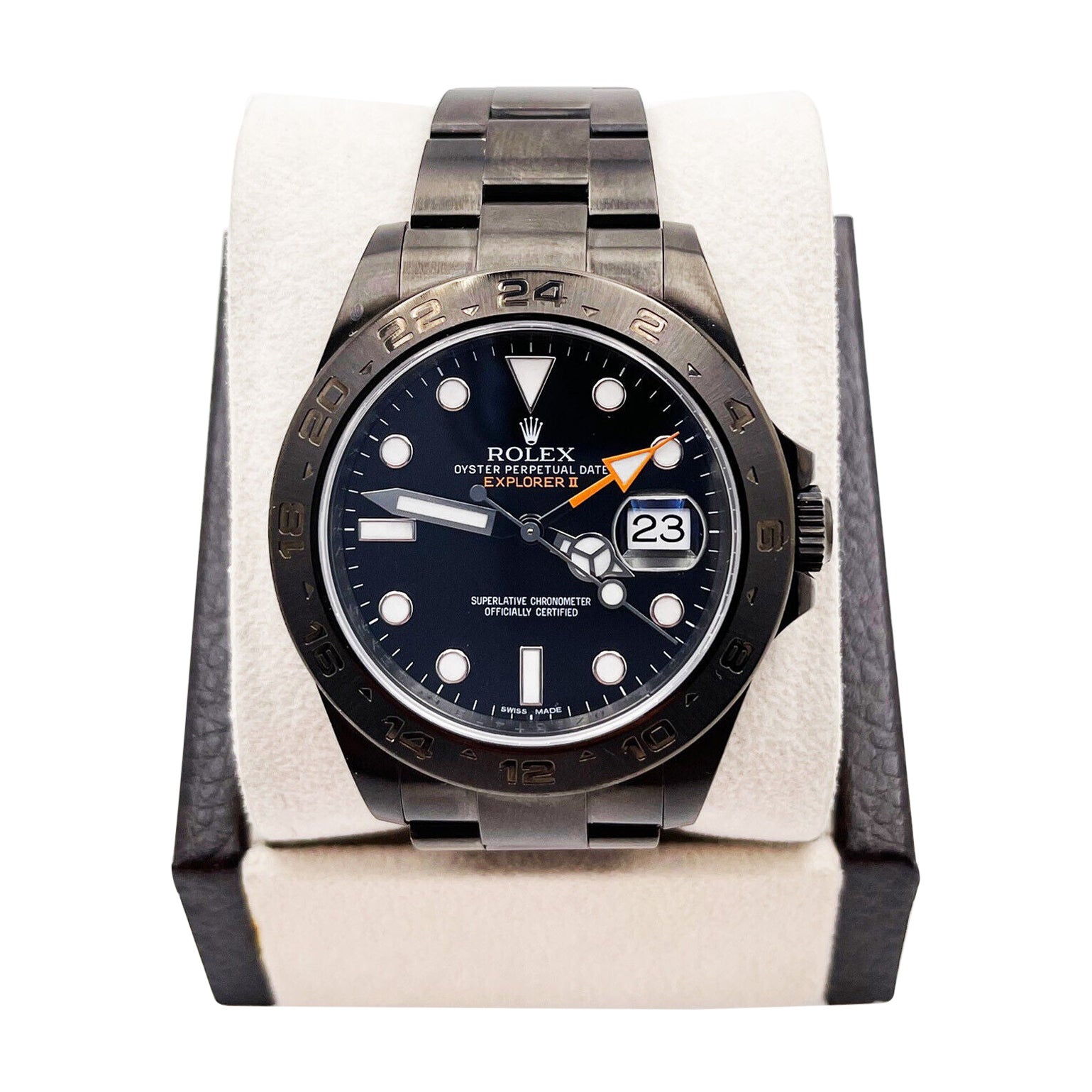 Rolex Montre Explorer II 216570 avec cadran noir PVD et boîte en acier inoxydable