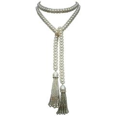 Multi-strand Woven Pearl Sautoir with Baroque and Seed Pearl Tassels