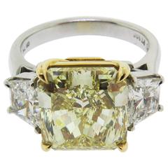 Fancy Yellow Diamond Platinum Engagement Ring 9