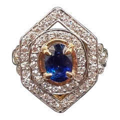 Vintage 1.75ct Transparent Sapphire and Diamond Cocktail Ring, circa 1930s