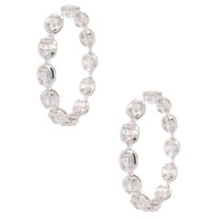 3.33 Carat Baguette Cut Bezel Set Diamond Hoops 18 Karat in Stock