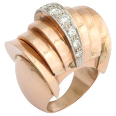 Retro Diamond Yellow Gold Watch Ring