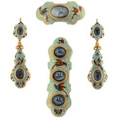 Swiss Enamel and Antique Intaglios Gold Jewelry Suite 11