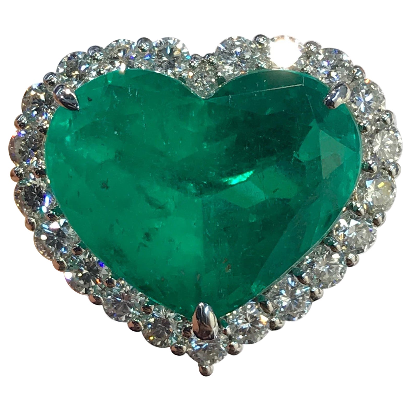 11.56 Carat Colombian Emerald and Diamond Cocktail Ring in Platinum