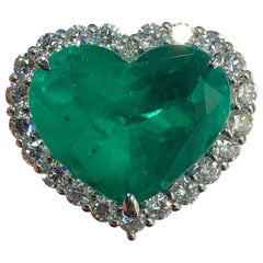 11.56 Carat Colombian Emerald and Diamond Cocktail Ring in Platinum