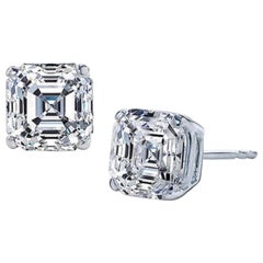 Certified 4.02 Carat Square Emerald Cut Diamond Stud Earrings