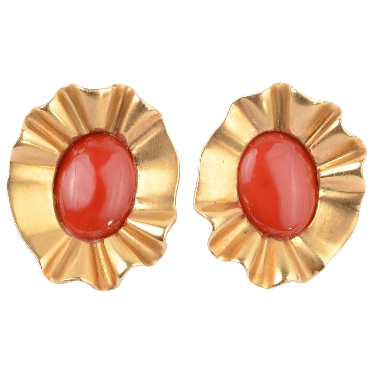 Angela Cummings Coral Gold Earrings For Sale