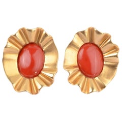 Retro Angela Cummings Coral Gold Earrings
