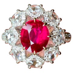 2.02 Carats Unheated Ruby Ring, GRS Vivid Red and Pigeon Blood from Mozambique