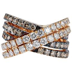 White and Champagne Diamond Gold Ring 12