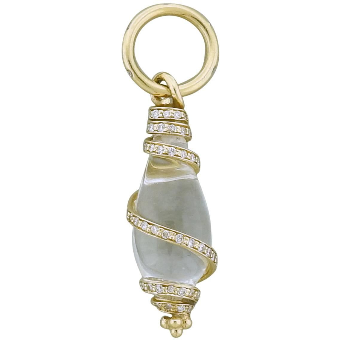 Temple St. Clair Diamond Gold Crystal Shell Amulet Pendant