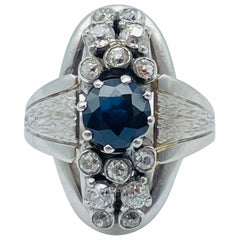 Vintage Noble 14k White Gold Ring with Diamonds
