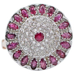Rubies, Diamonds, Rose Gold and Silver Ring