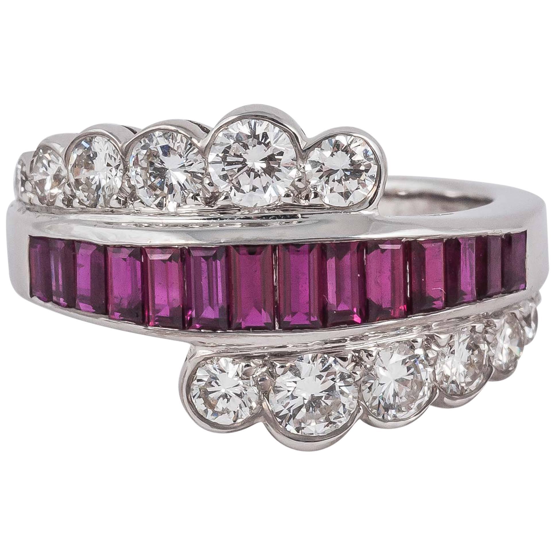 Van Cleef & Arpels Ruby Diamond Gold Ring For Sale