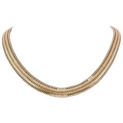 Gold Brazilian Flat Link Collar Necklace