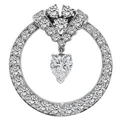 Vintage Tiffany & Co GIA Certified 1.20ct Center Diamond 2.30ct Side Diamond Pin