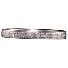 Antique Art Deco Platinum Single Cut Diamond Engraved Wedding Band