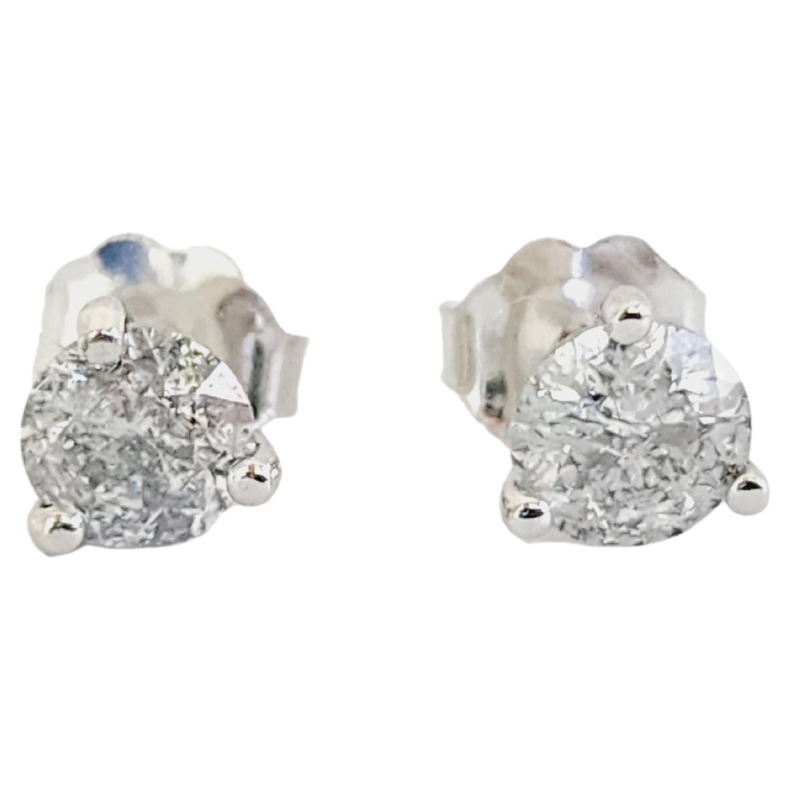 1.02 Carat Natural Diamond Round Studs White Gold 14 Karat