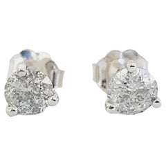 1.02 Carat Natural Diamond Round Studs White Gold 14 Karat