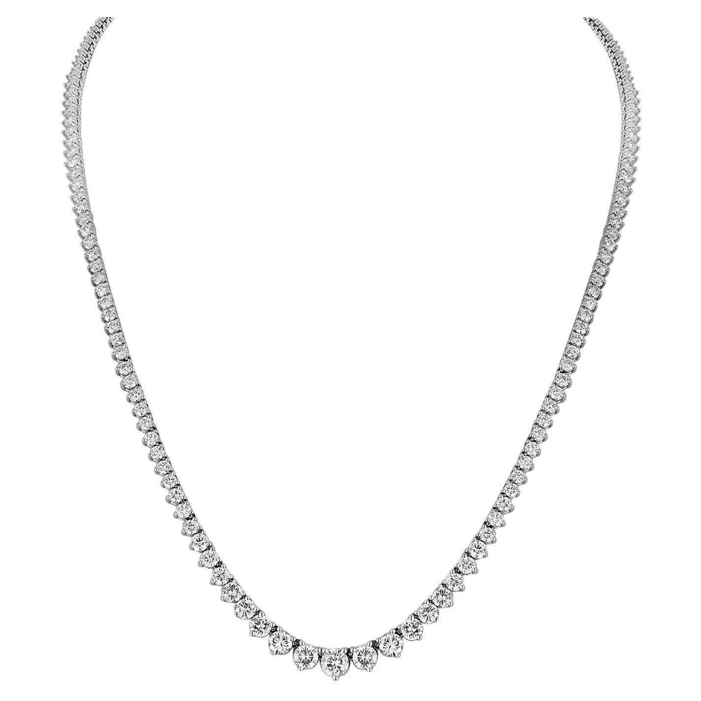 11.86 Carat E/F/G VS/SI Diamond Gold Riviere Necklace For Sale