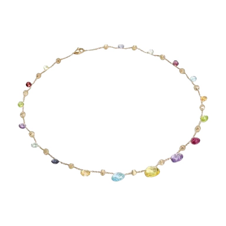 Marco Bicego Yellow Gold Mixed Gemstone Graduated Short Necklace For Sale