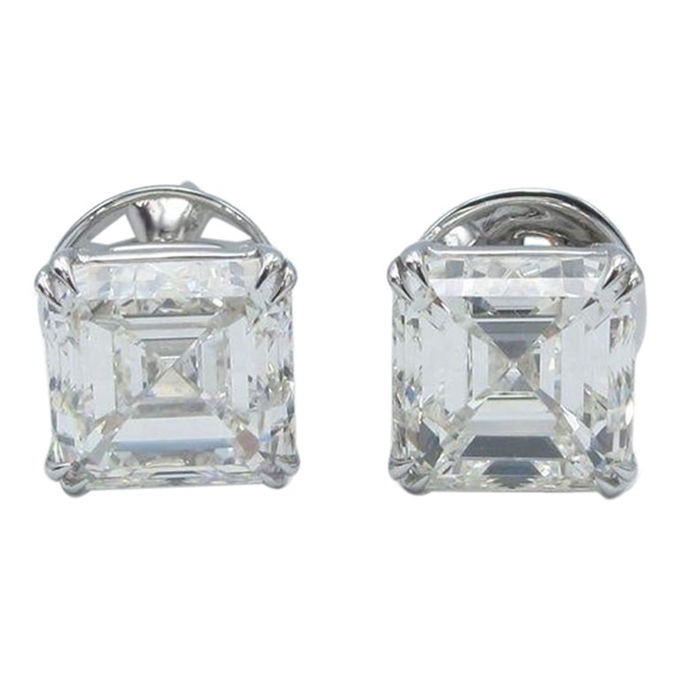 Emilio Jewelry GIA Certified 10.00 Carat Asscher Cut Diamond Studs For Sale