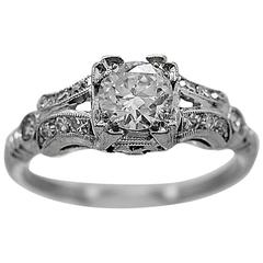 Art Deco .55 Carat Diamond Platinum Engagement Ring