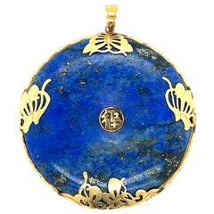 Pendentif Lapis Lazuli 14k Caractère chinois Fú 