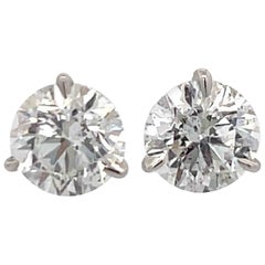 Pendientes de diamantes 3,15 quilates G SI2-3 18 quilates oro blanco engaste champán