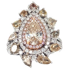 1,03 Karat Diamant im Birnenschliff Weißgold Mehrschichtiger Halo Cocktail Ring