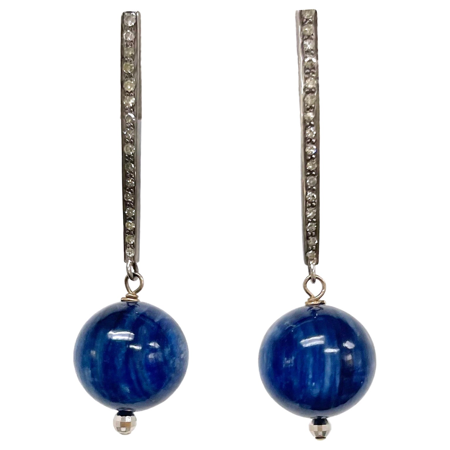 Blue Kyanite and Diamond Paradizia Earrings