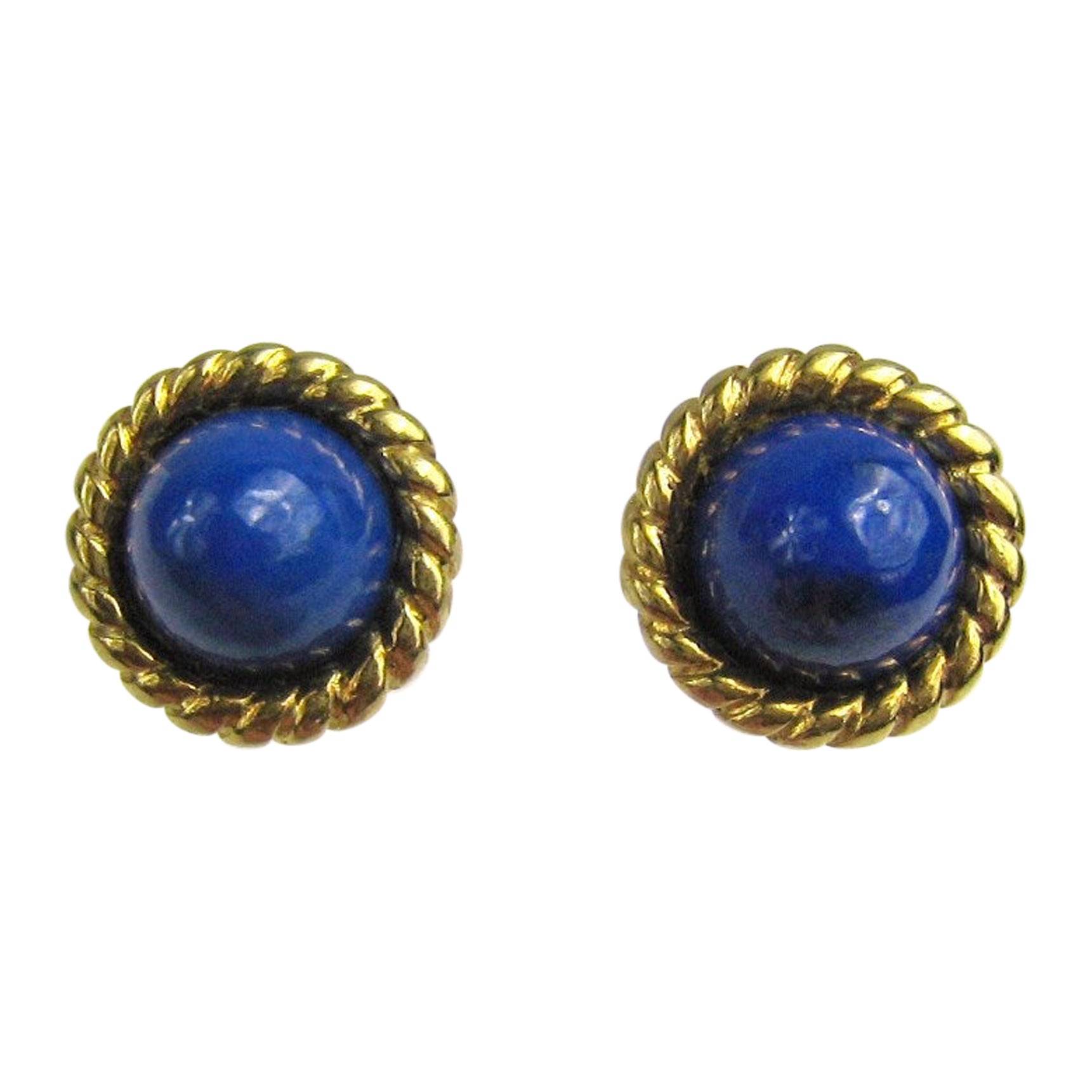 Tiffany & Co. 18k Gold Lapis Lazuli Stud Earrings