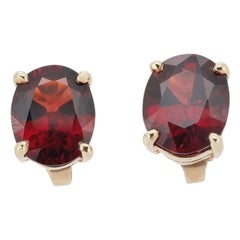 Dazzling 14k Yellow Gold Earrings with 4 Carat Natural Garnet NGI Certificate