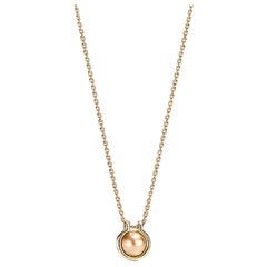 Tiffany & Co., rare collier à maillons en or jaune 18 carats avec perles des mers du Sud dorées