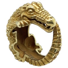 Kieselstein-Cord 18 Karat Yellow Gold Alligator Ring, 1988