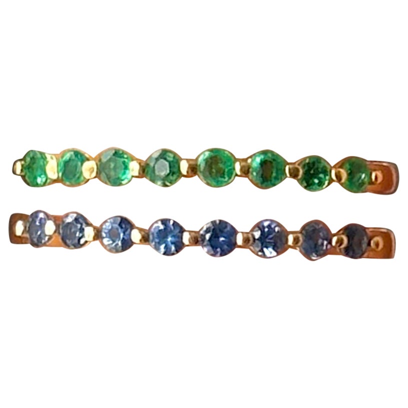 Minimalist gemstone half band

This beauty is crafted in 18k solid gold with Natural AAA grade gemstones, Emerald and Sapphires.

-All gemstones are hand picked by our professional gemstone setters
- Looks beautiful stacked with other rings or worn