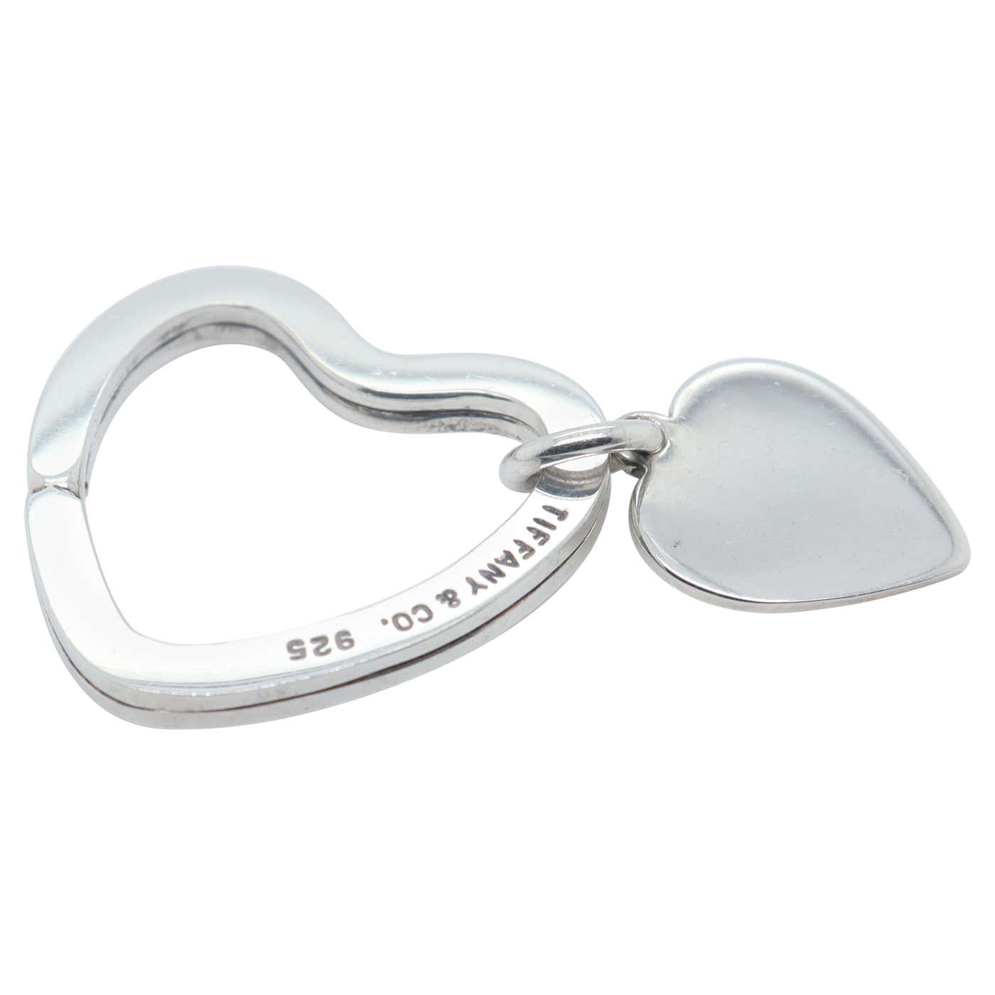 Key Rings Gold Heart Tiffany and Co. Sterling Silver Heart Shaped Key Holder or Ring For ...