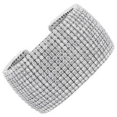42.75 Carats Diamonds Gold 13 Row Cuff Bracelet 10